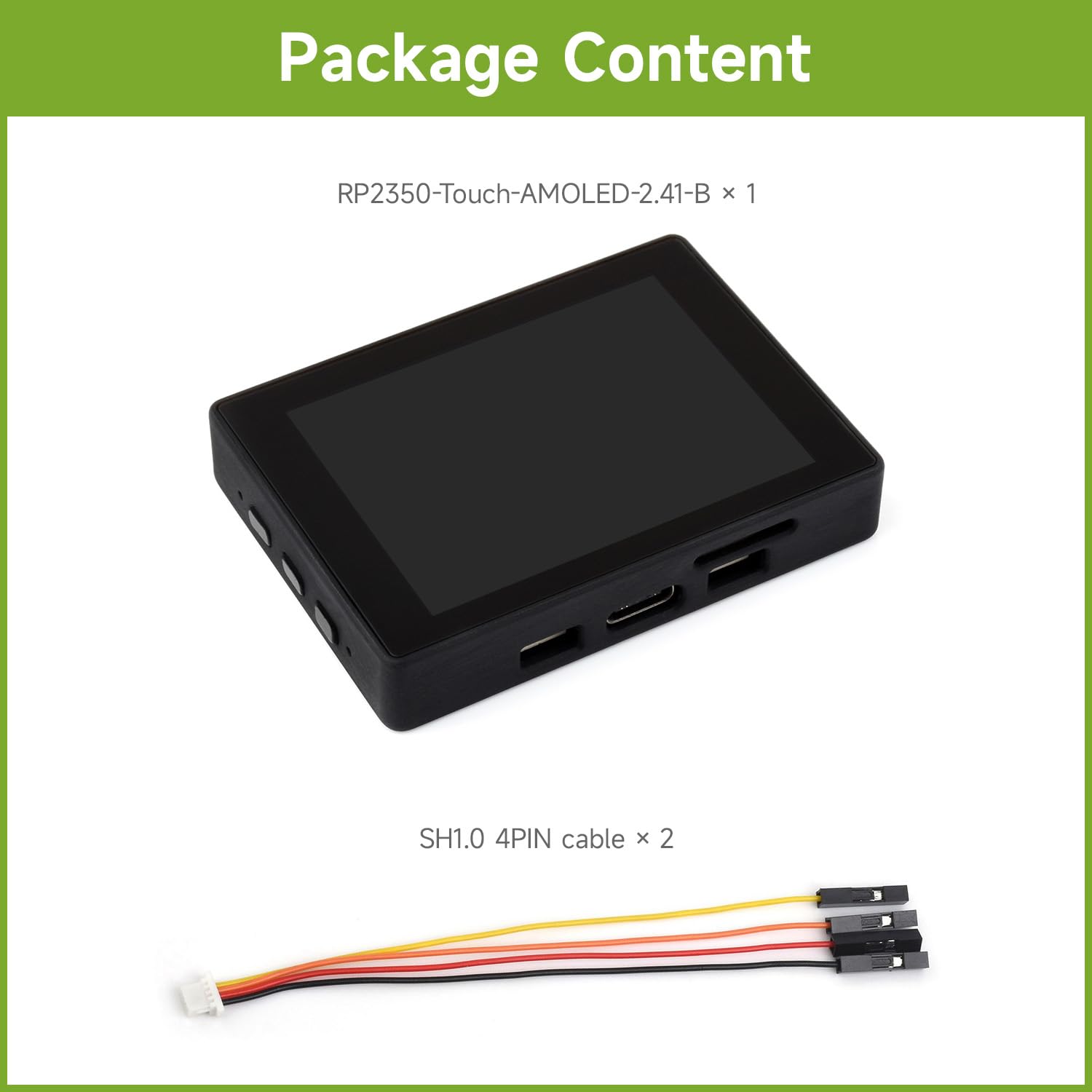 waveshare-rp2350-2-41-zoll-amoled-touch-entwicklungsboard-450x600-mit-geh-use image 2