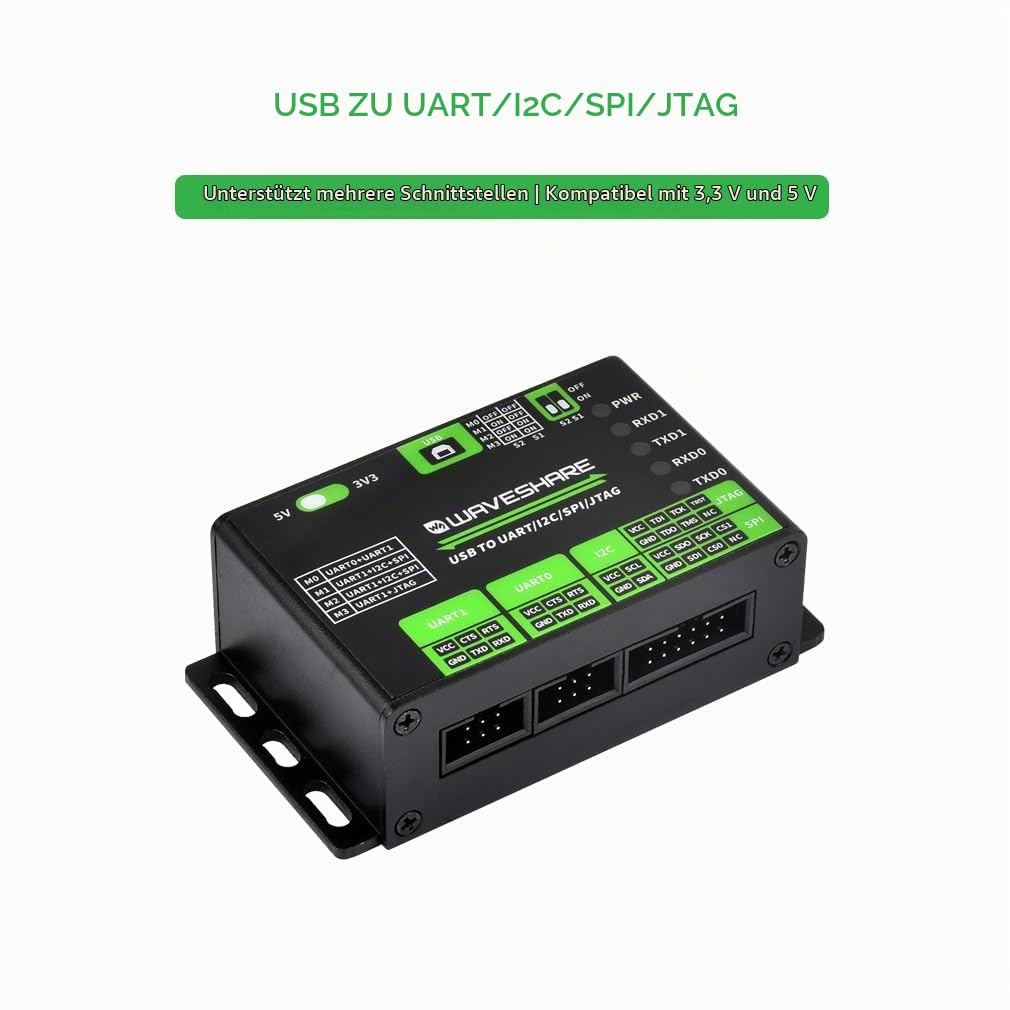 waveshare-usb-zu-uart-i2c-spi-jtag-konverter-3-3v-5v-im-alu-geh-use image 3