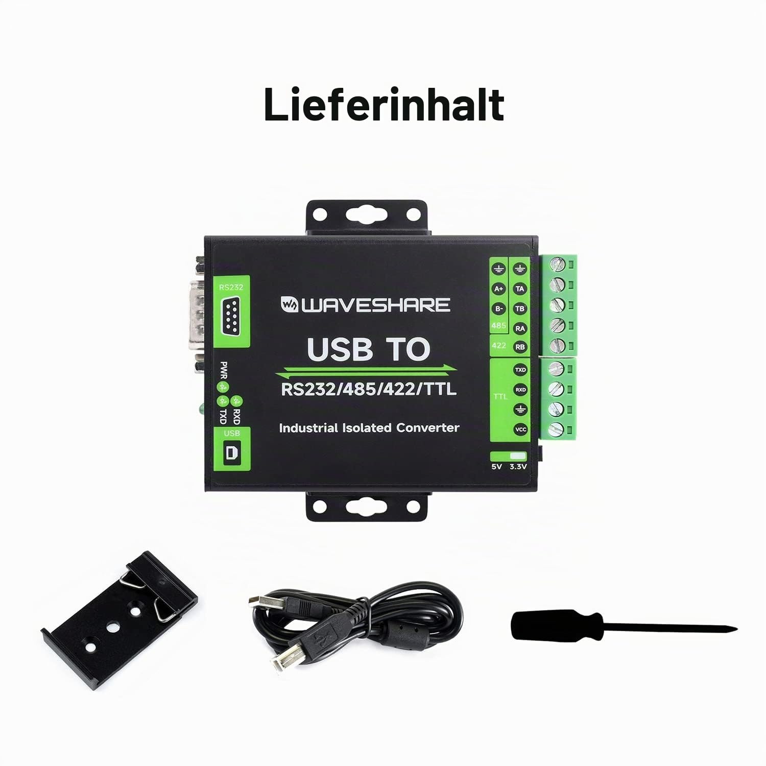 waveshare-ft232rnl-usb-zu-rs232-rs485-rs422-ttl-konverter-industriell-isoliert image 2