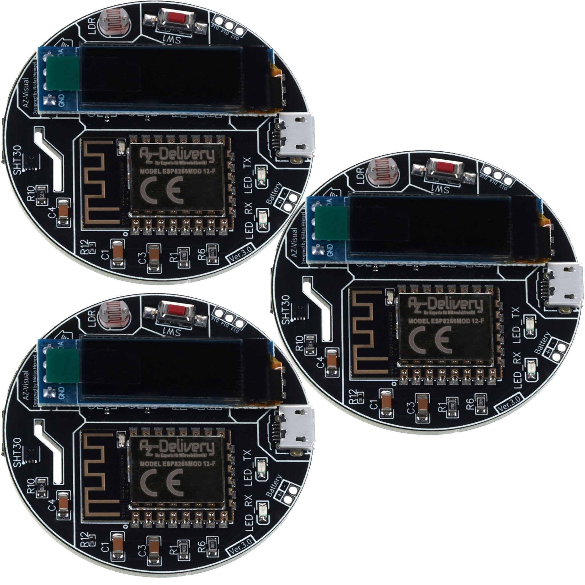 az-delivery-az-visual-esp8266-12f-entwicklungsboard-mit-sht30-ldr-und-0-91-oled- image 2