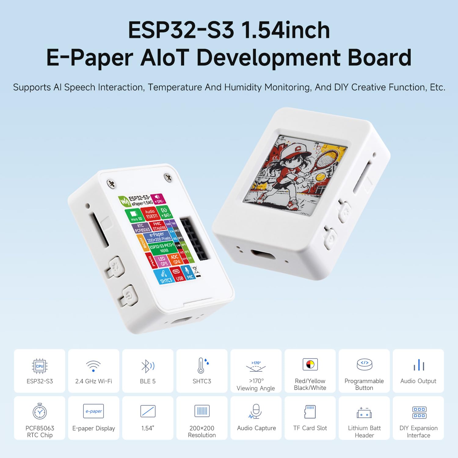 waveshare-esp32-s3-1-54-zoll-e-paper-g-aiot-entwicklungsboard image 3