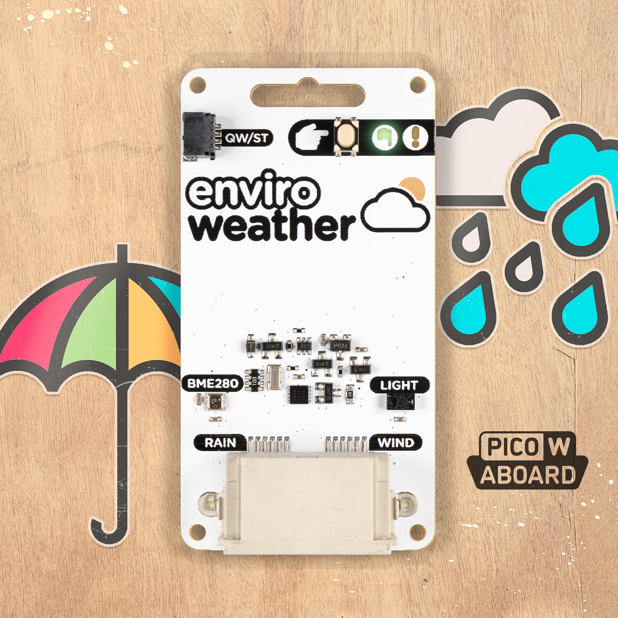 pimoroni-enviro-weather-pico-w-aboard-wetterstation-kit-mit-wind-und-regensensor image 2