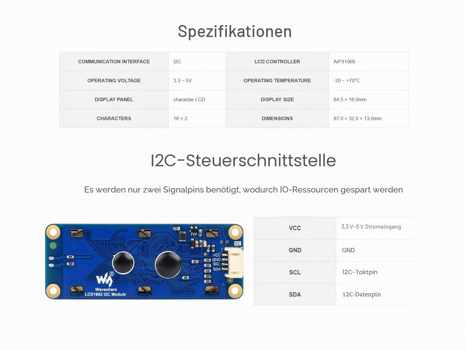 waveshare-lcd1602-i2c-display-modul-16x2-zeichen-wei-auf-blau image 4