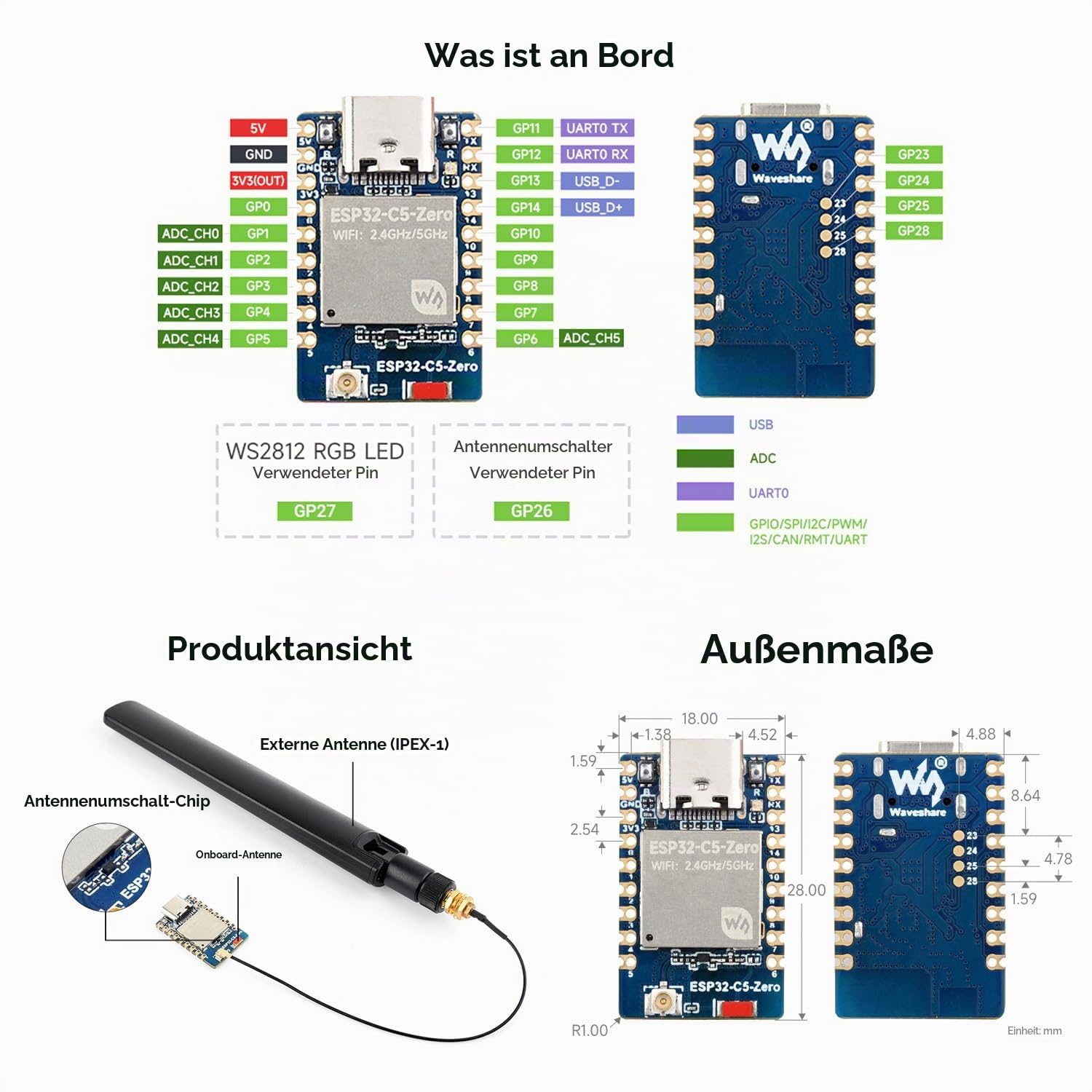 waveshare-esp32-c5-zero-mini-entwicklungsboard-dual-band-wi-fi-6-2-4-5-ghz-bluet image 6