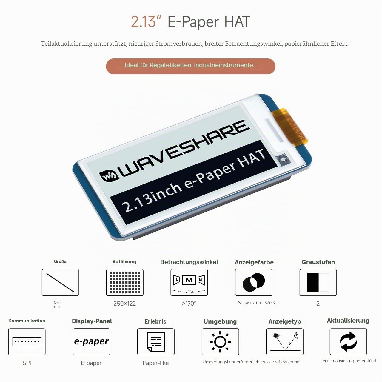 waveshare-2-13-zoll-e-paper-display-hat-v4-250x122-pixel-schwarz-wei-spi-f-r-ras image 3