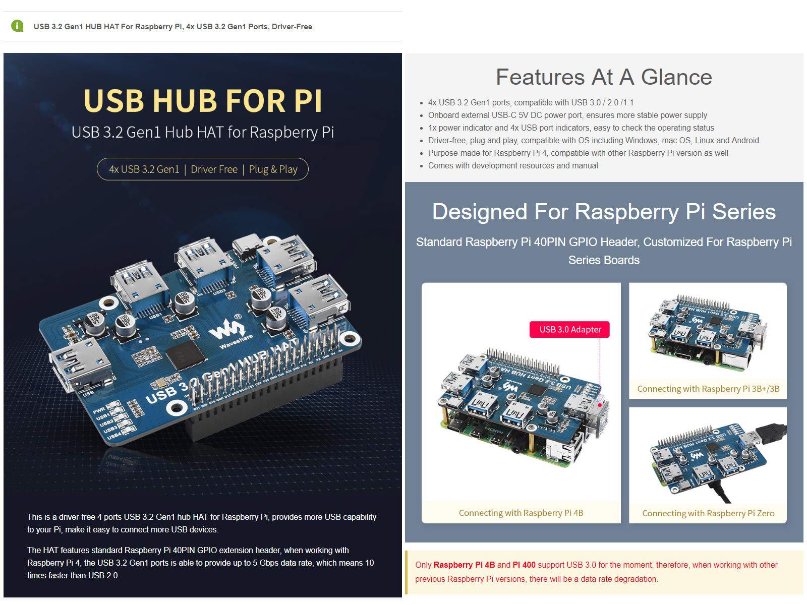 waveshare-usb-3-2-gen1-hub-hat-f-r-raspberry-pi-4-4-ports-bis-zu-5-gbps-treiberl image 4