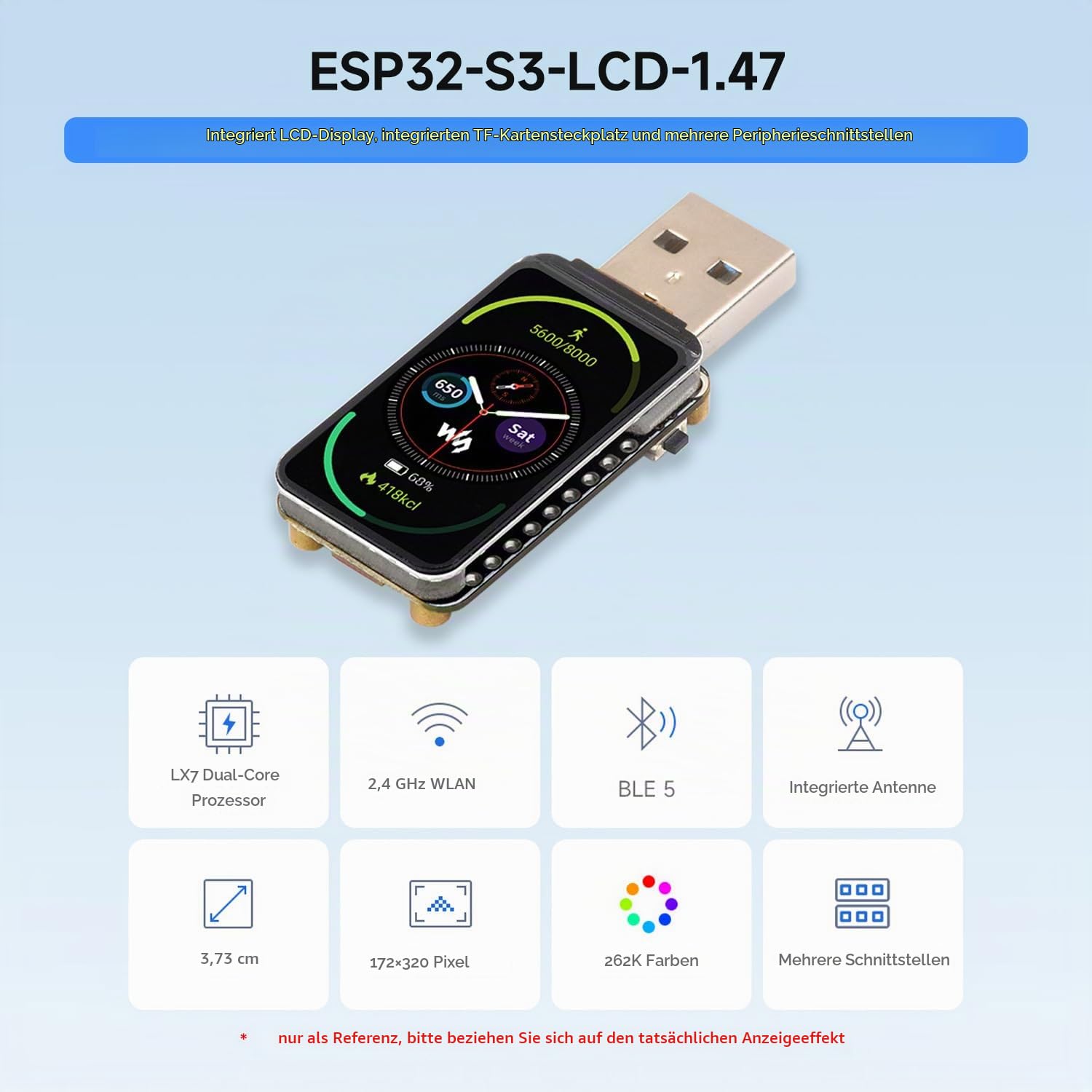 waveshare-esp32-s3-1-47-zoll-lcd-entwicklungsboard-172x320-wifi-ble image 3