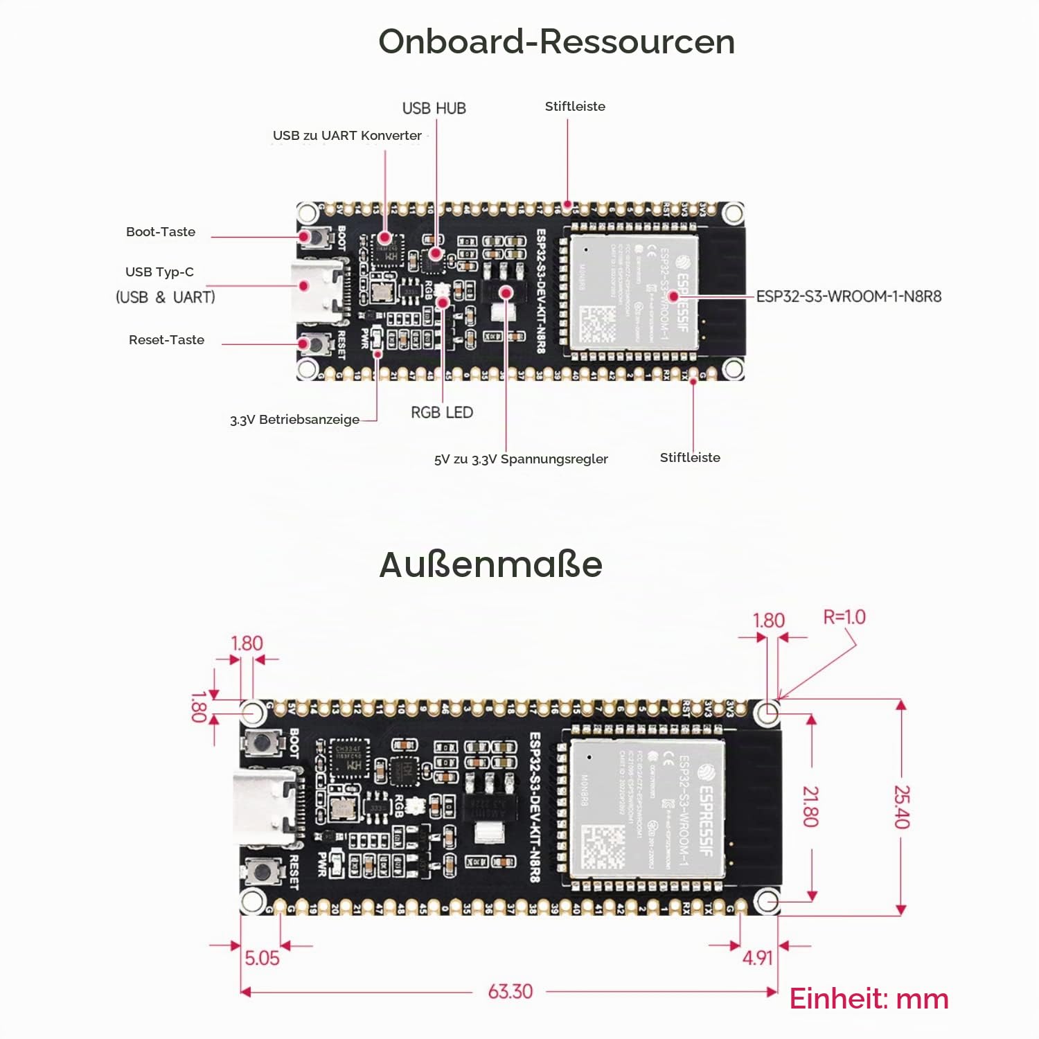 waveshare-esp32-s3-dev-kit-n8r8-microcontroller-entwicklungsboard-esp32-s3-wroom image 8