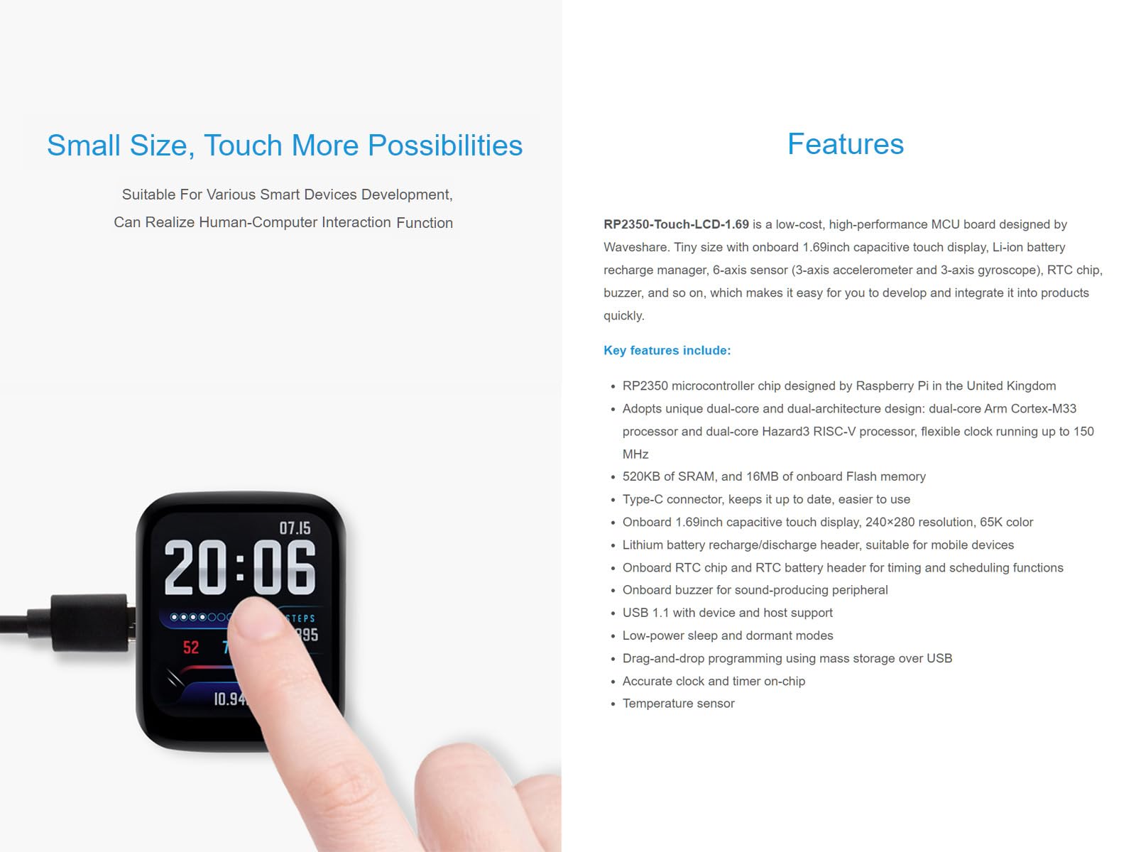 waveshare-rp2350-touch-lcd-1-69-mcu-board-mit-1-69-zoll-touch-display-16mb-flash image 3