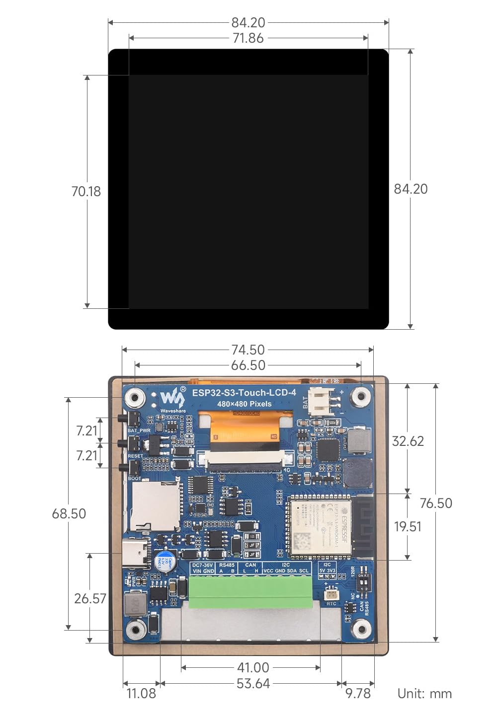 waveshare-esp32-s3-touch-lcd-4-v3-entwicklungsboard-mit-4-zoll-touch-display-480 image 8