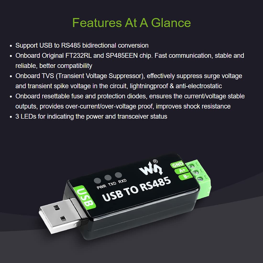 waveshare-industrieller-usb-zu-rs485-konverter-ft232rnl-sp485een-bidirektional image 4