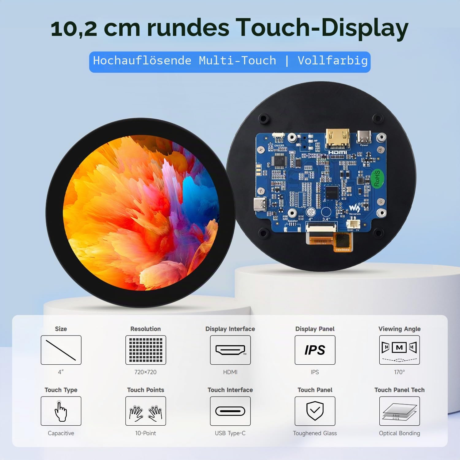 waveshare-4-zoll-hdmi-circular-touch-display-720x720-ips image 3