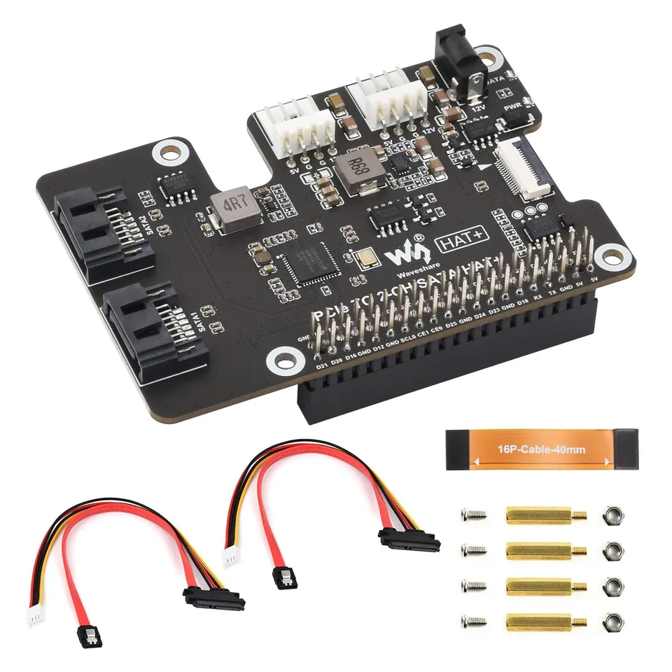 waveshare-pcie-zu-2-kanal-sata-adapter-f-r-raspberry-pi-5-hat-standard-treiberfr image 1