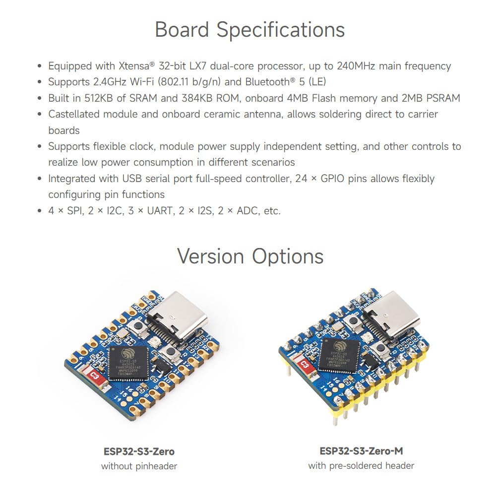 waveshare-esp32-s3-mini-entwicklungsboard-esp32-s3fh4r2-wifi-bluetooth-5 image 3