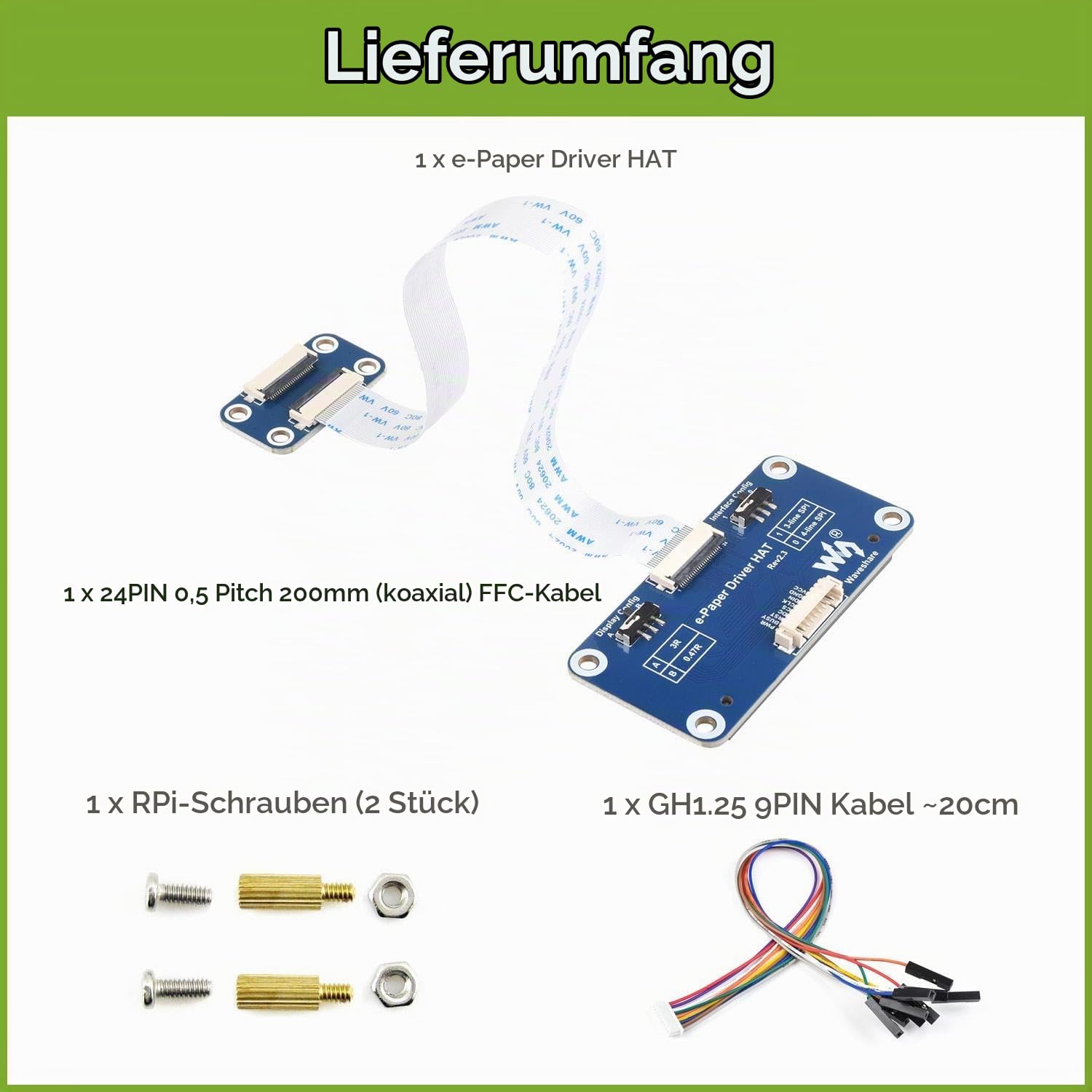 waveshare-universal-e-paper-driver-hat-f-r-spi-e-paper-rohpanels-kompatibel-mit- image 2