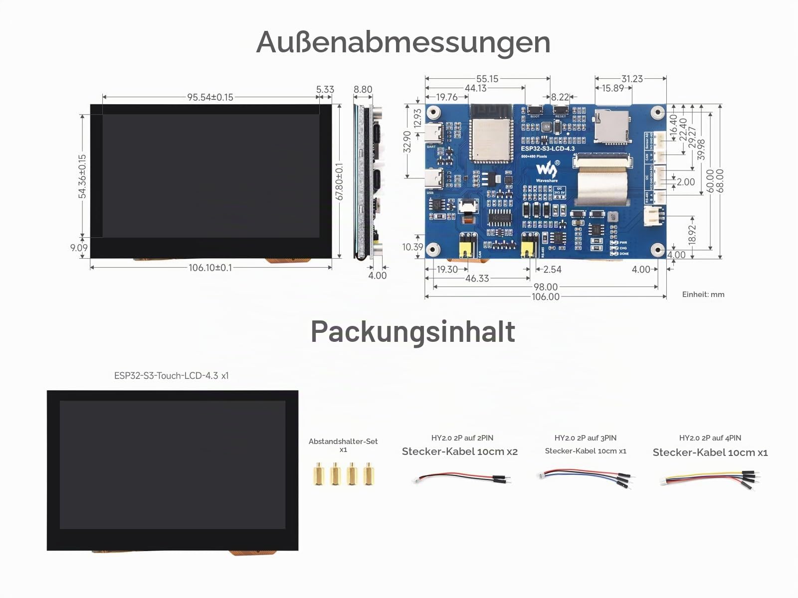 waveshare-esp32-s3-touch-lcd-4-3-mikrocontroller-entwicklungsboard-4-3-zoll-touc image 6