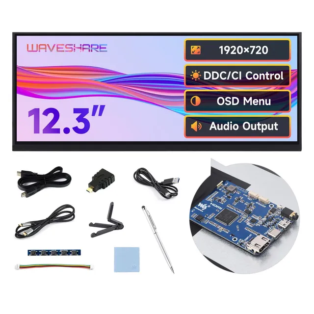 waveshare-12-3-zoll-1920x720-kapazitives-touch-control-panel-ips-monitor-mit-typ image 1