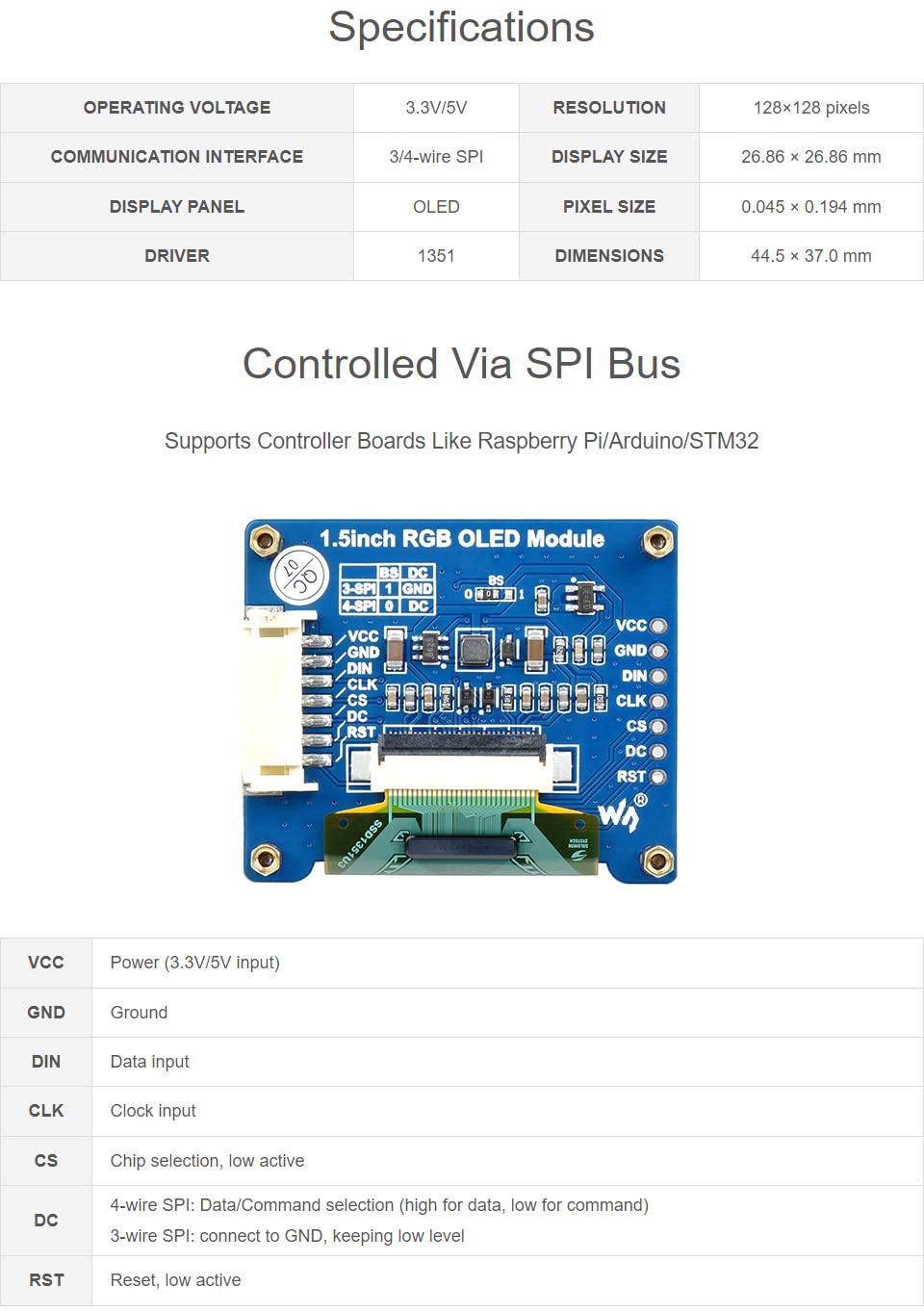 waveshare-1-5-zoll-rgb-oled-display-modul-128x128-spi image 3