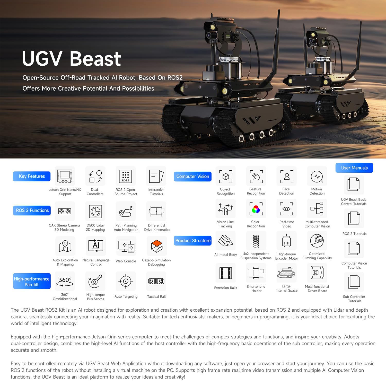 waveshare-ugv-beast-ros-2-off-road-ketten-roboter-mit-360-pan-tilt-f-r-jetson-or image 3