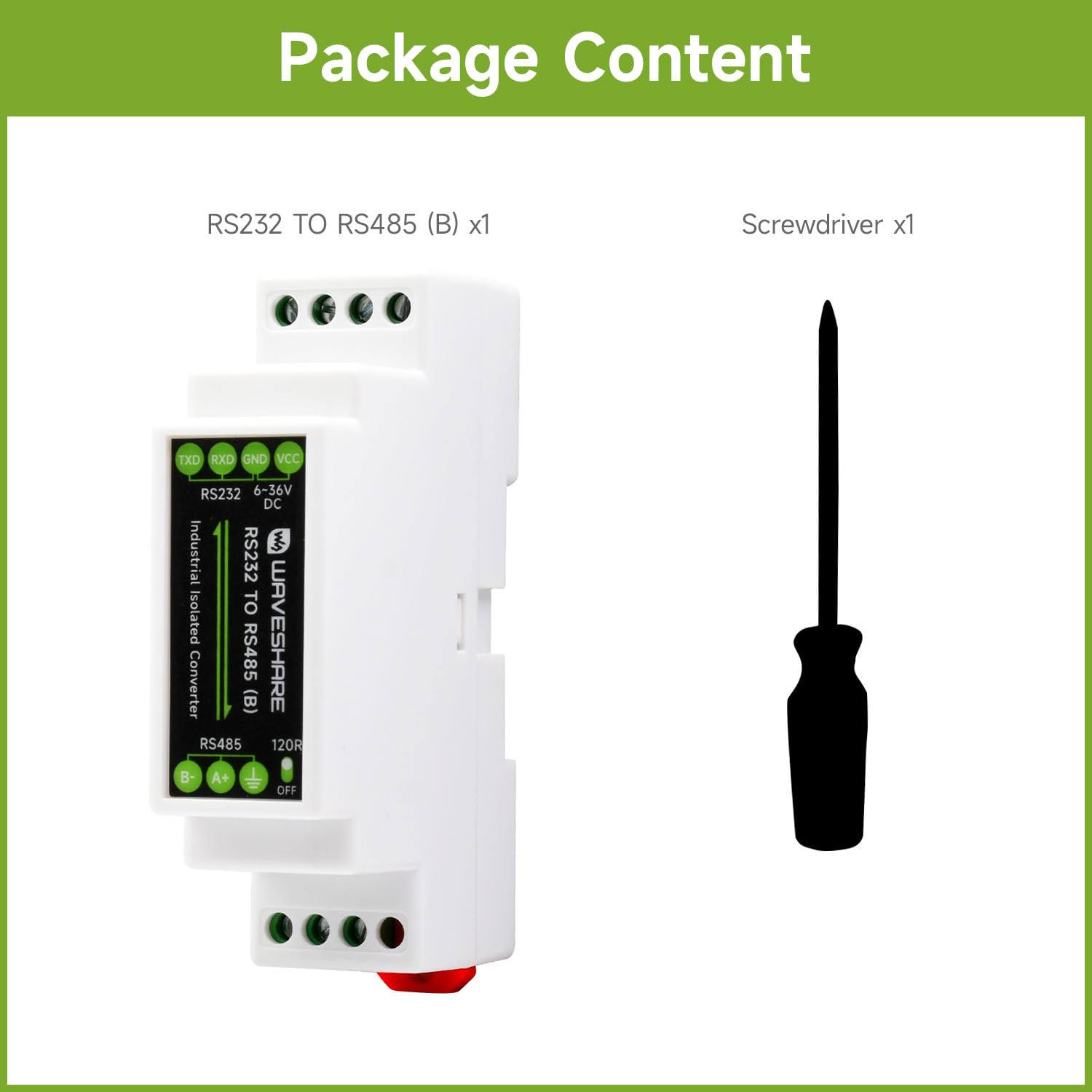 waveshare-rs232-zu-rs485-konverter-b-aktiv-isoliert-mit-hutschienen-geh-use image 2