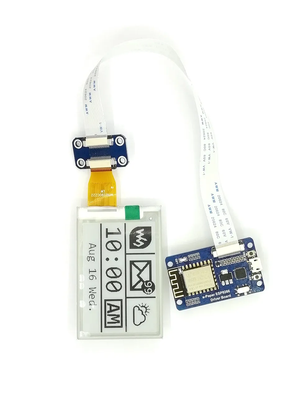 waveshare-2-7-zoll-e-paper-display-hat-264x176-mit-esp8266-wifi-treiberboard-spi image 1