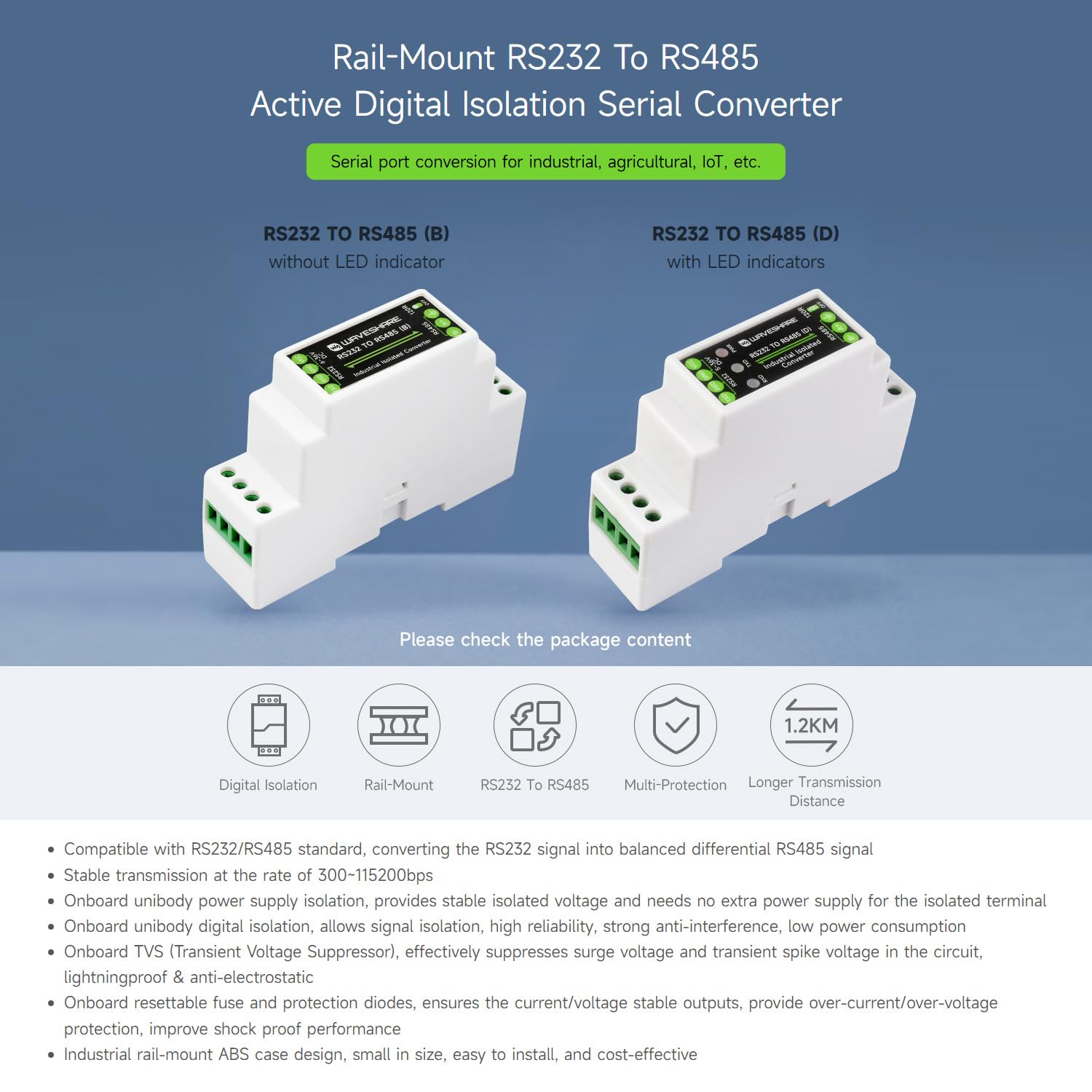 waveshare-rs232-zu-rs485-konverter-b-aktiv-isoliert-mit-hutschienen-geh-use image 3