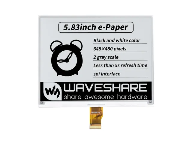 waveshare-5-83-zoll-e-ink-raw-display-648x480-schwarz-weiss-spi-ohne-pcb image 1