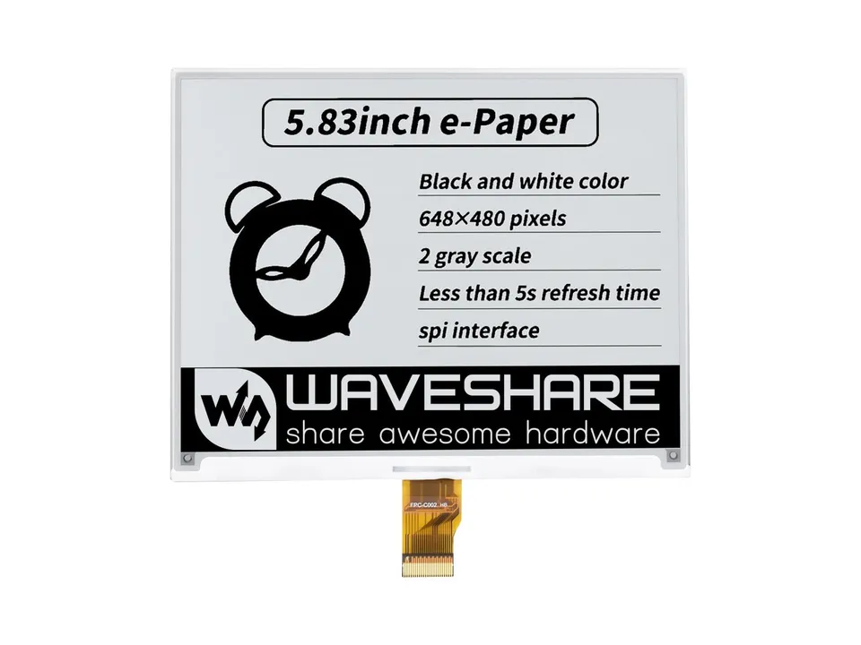 waveshare-5-83-zoll-e-ink-raw-display-648x480-schwarz-weiss-spi-ohne-pcb image 1