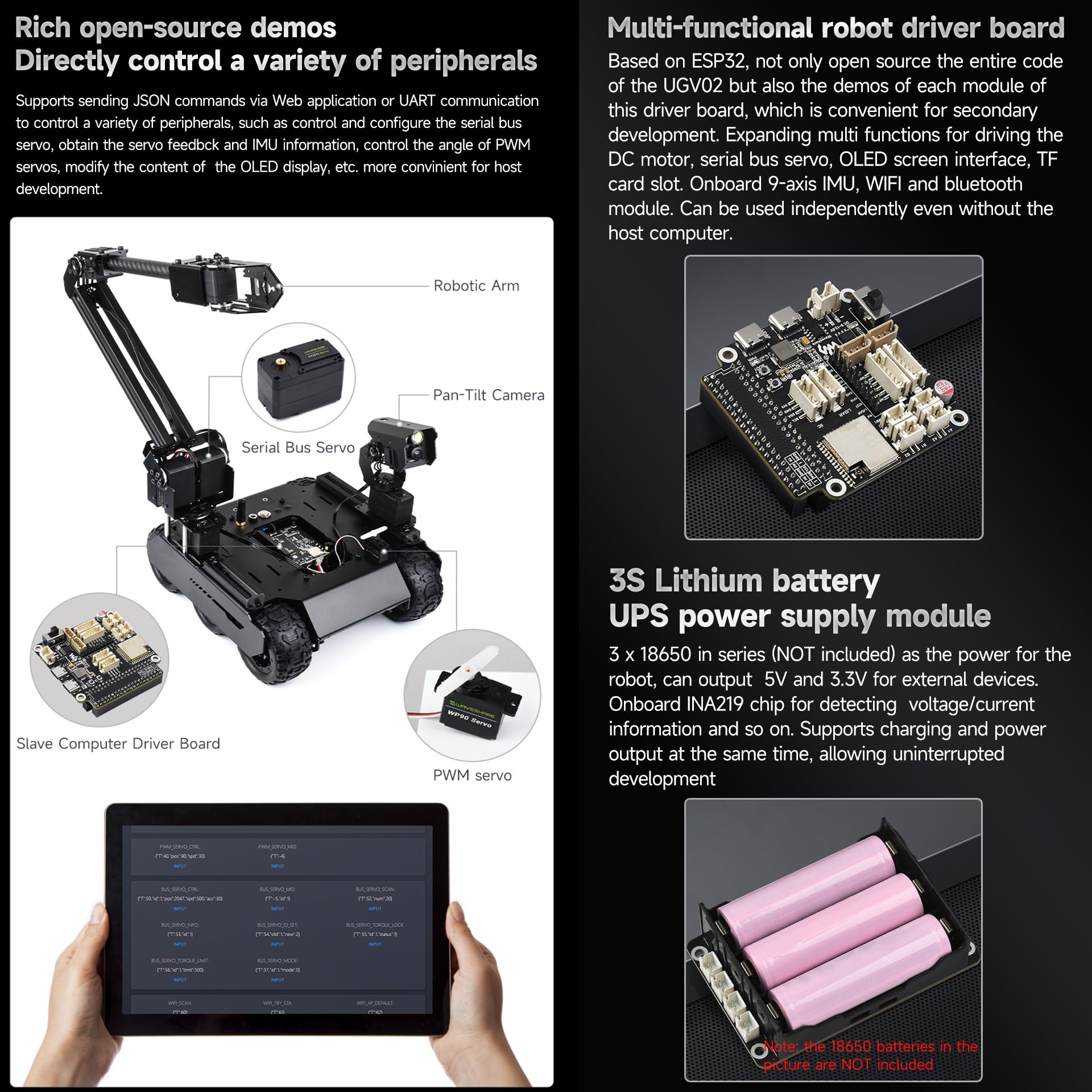 waveshare-6x4-off-road-ugv-roboter-chassis-6-rad-4wd-mobile-robot-mit-esp32 image 7