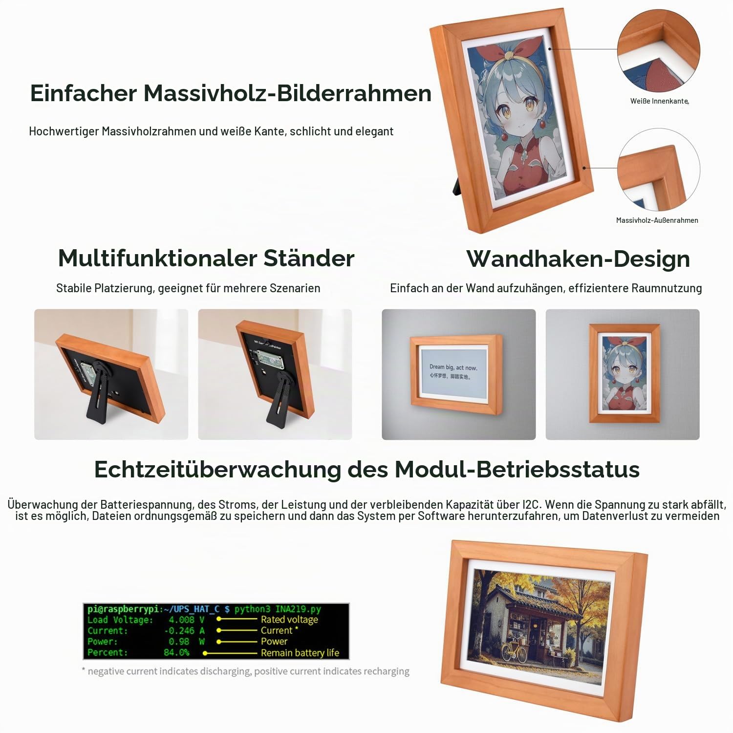 waveshare-7-3-zoll-e6-full-color-e-paper-im-massivholz-bilderrahmen-bundle-mit-r image 5