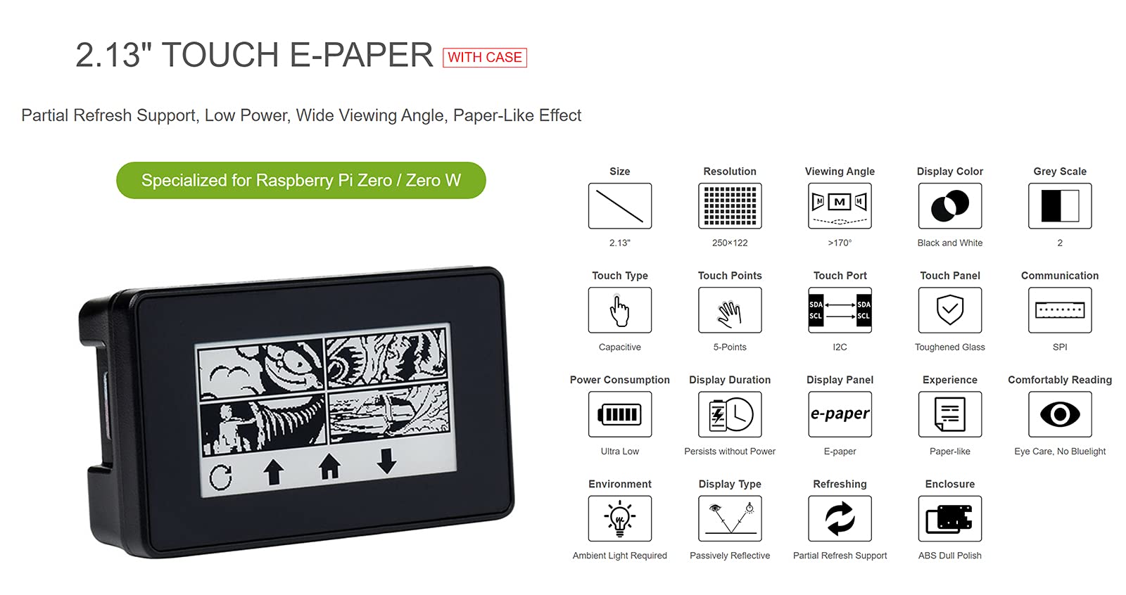 waveshare-2-13-zoll-touch-e-paper-e-ink-display-f-r-raspberry-pi-zero-250-122-pi image 4