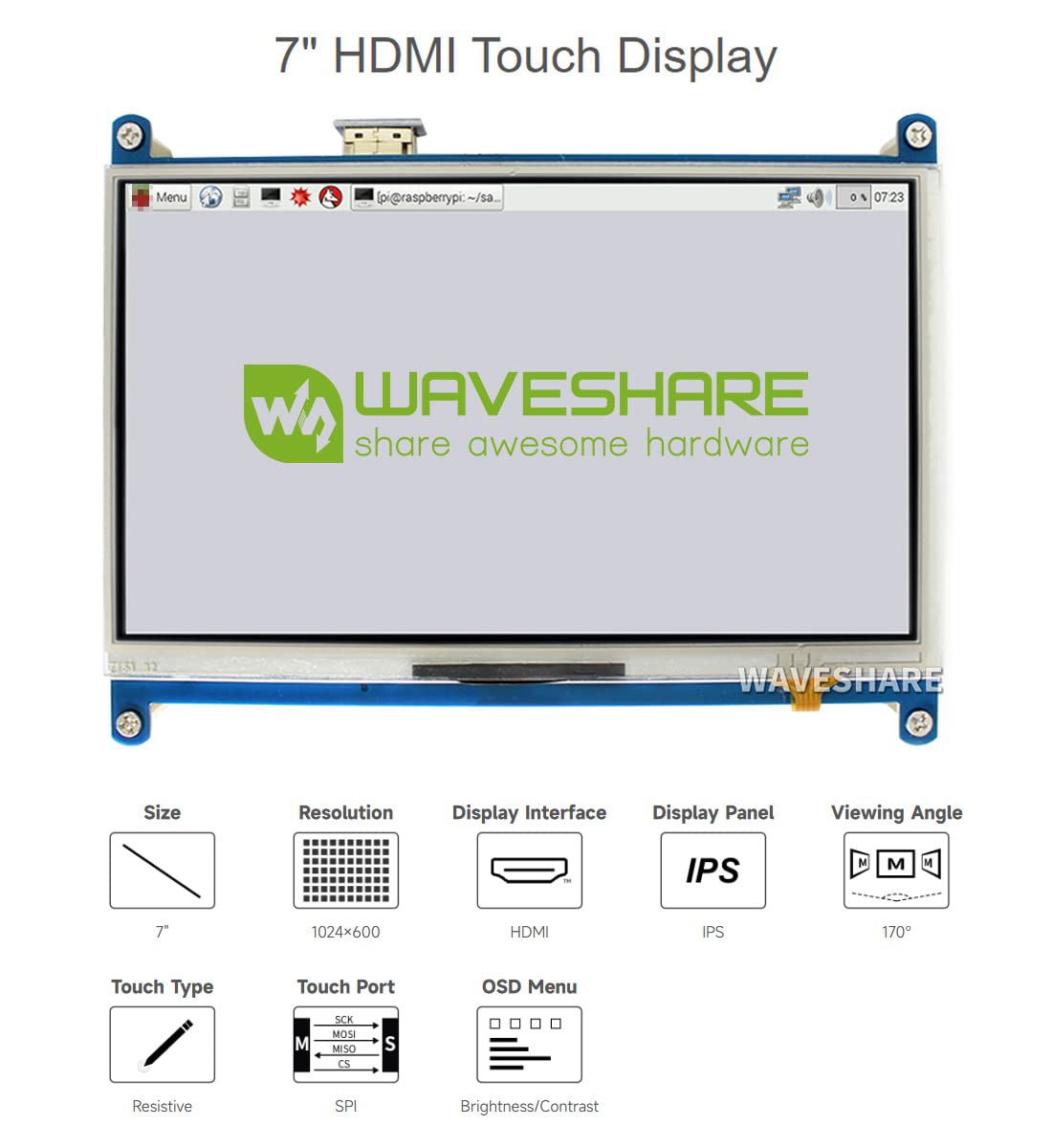 waveshare-7-zoll-control-panel-resistive-touch-hdmi-lcd-1024x600-f-r-raspberry-p image 3