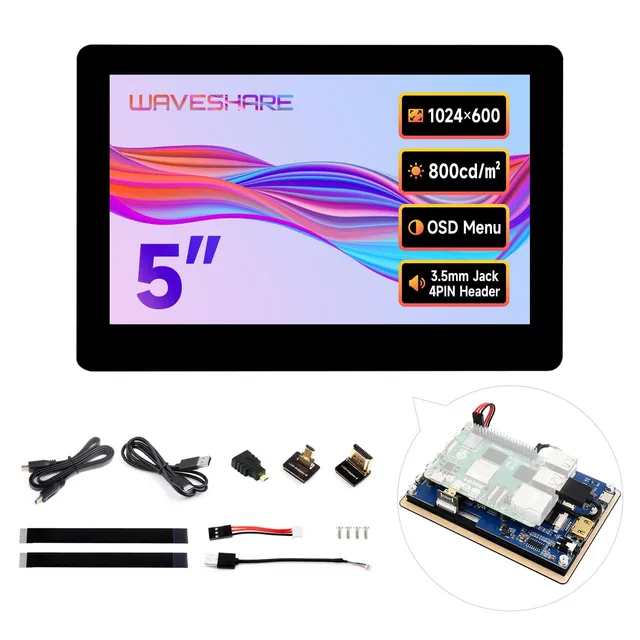 waveshare-5-zoll-high-brightness-touchscreen-1024x600-hdmi-ips-5dp-caplcd-b-mit- image 1