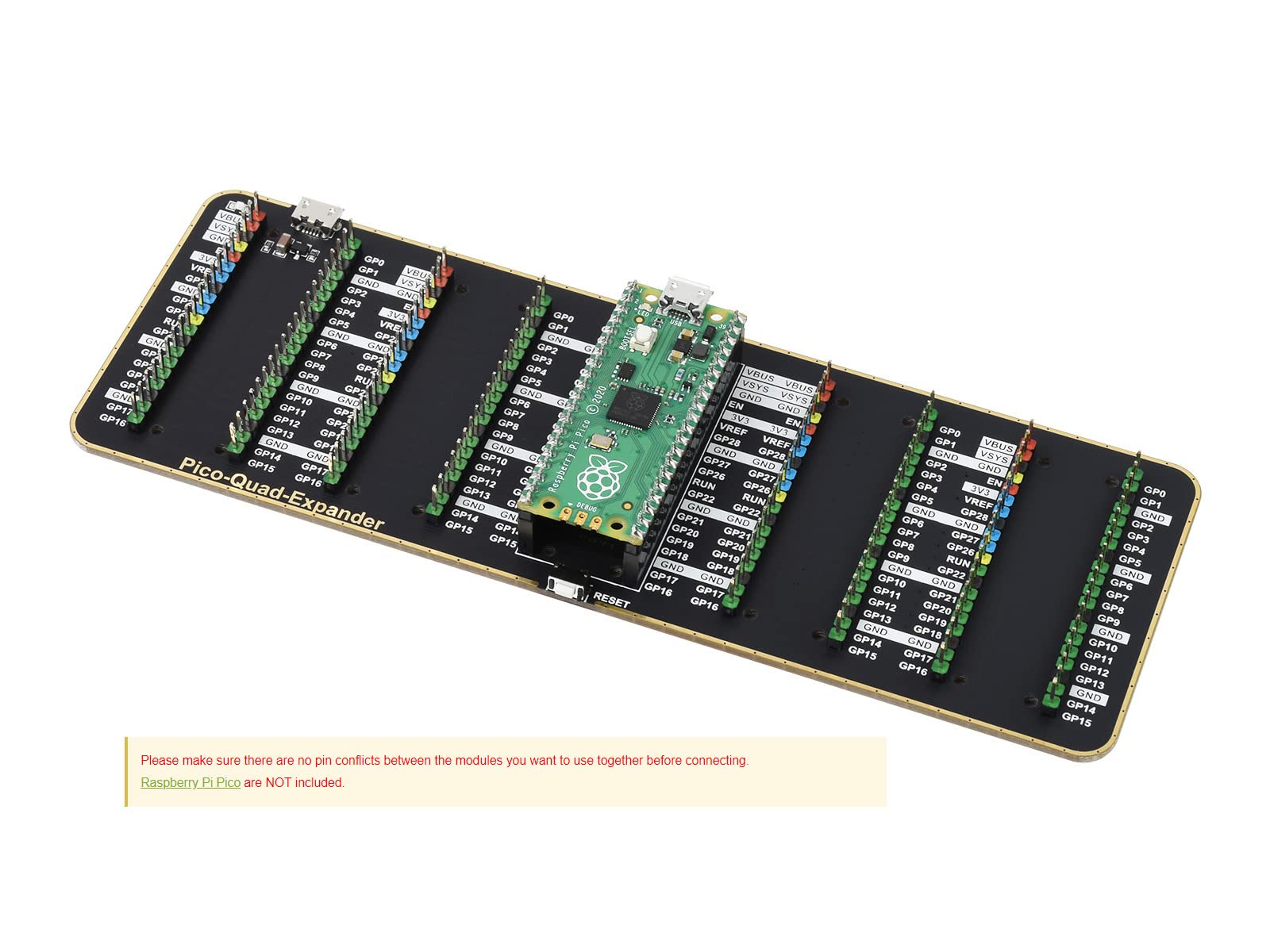 waveshare-quad-gpio-expander-f-r-raspberry-pi-pico-erweiterungsboard-mit-4x-2x20 image 2