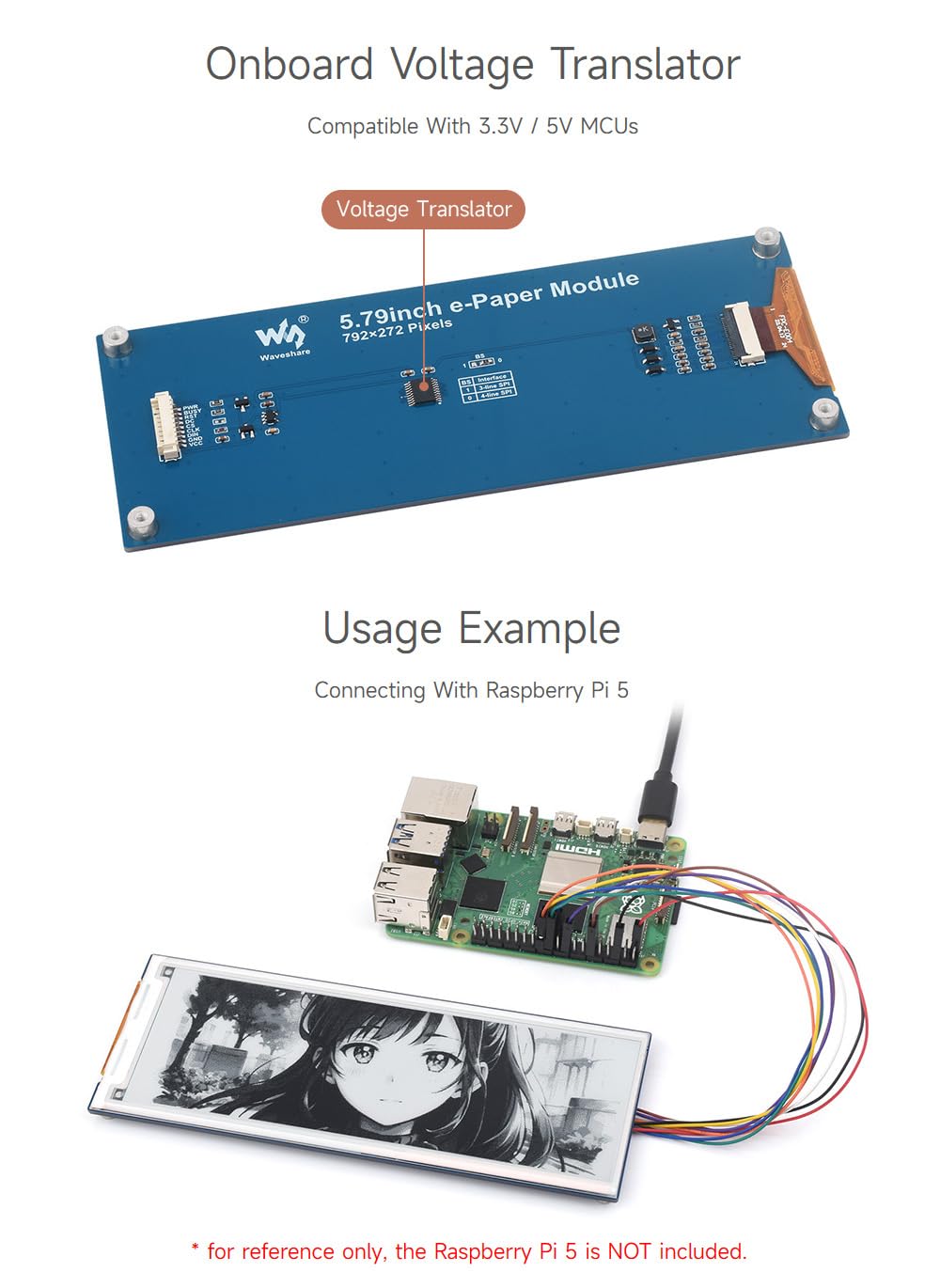 waveshare-5-79-zoll-e-paper-display-modul-792x272-schwarz-wei-mit-pcb-und-spi image 7