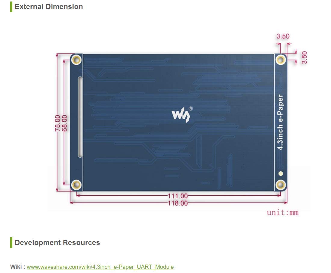 waveshare-4-3-zoll-e-paper-display-modul-800x600-serielle-schnittstelle-mit-font image 3