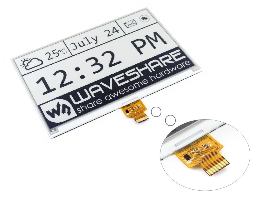 waveshare-7-5-zoll-e-paper-raw-display-800x480-schwarz-weiss-mit-controller image 3