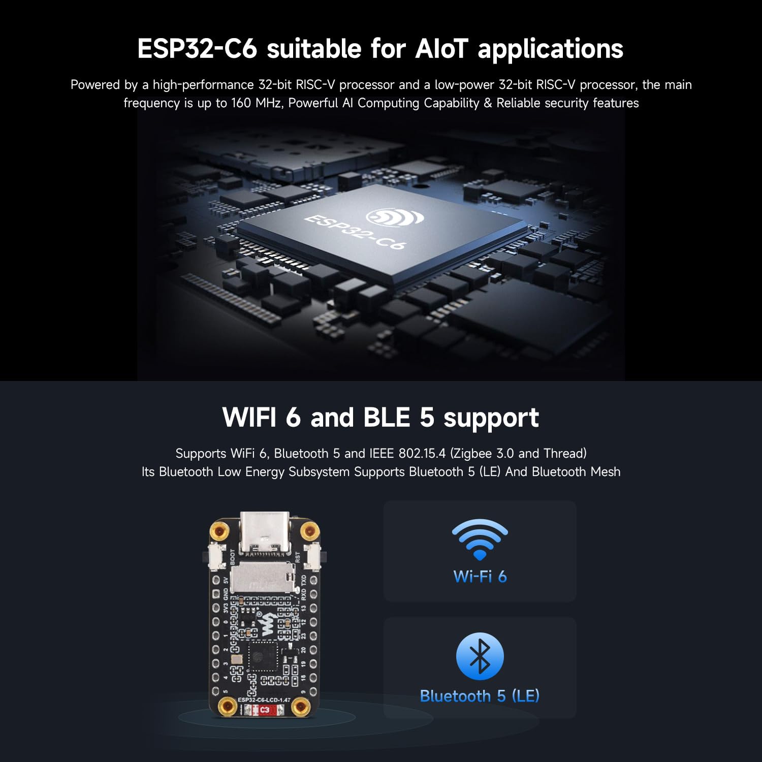 waveshare-esp32-c6-1-47-zoll-entwicklungsboard-wi-fi-6-mit-172x320-lcd image 5