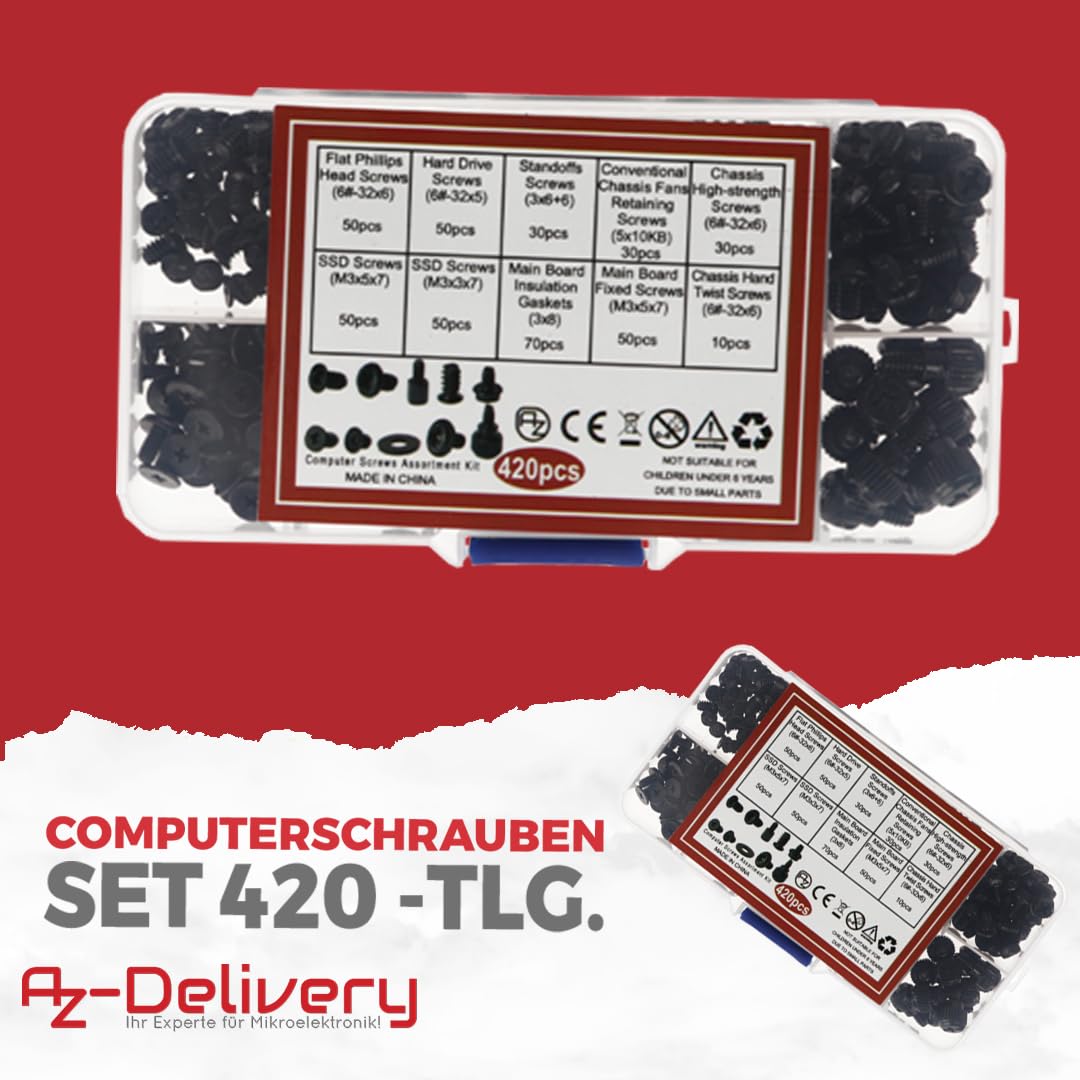 az-delivery-420-stk-pc-schrauben-set-computer-schrauben-aus-karbonstahl image 2