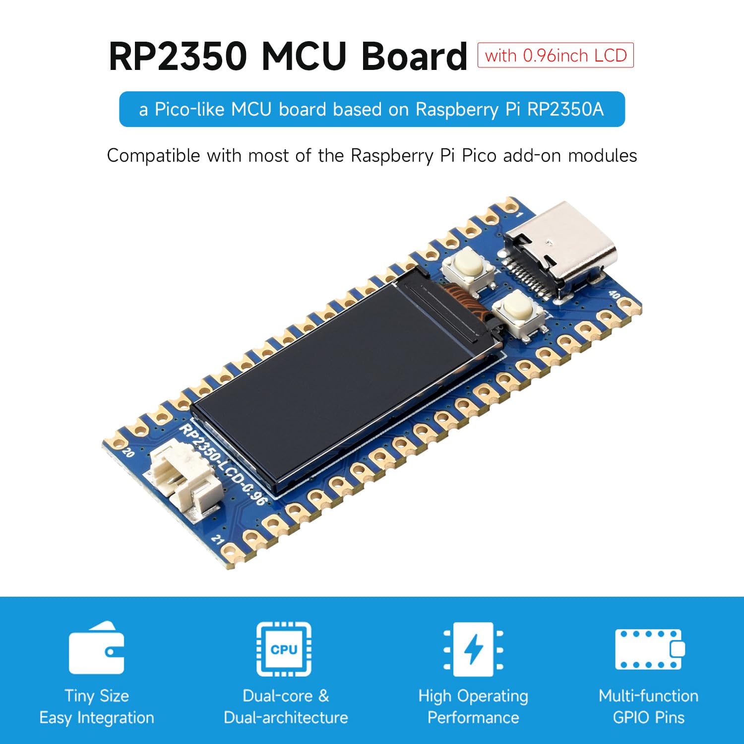 waveshare-rp2350-lcd-0-96-entwicklungsboard-mit-0-96-zoll-display-und-vorgel-tet image 3