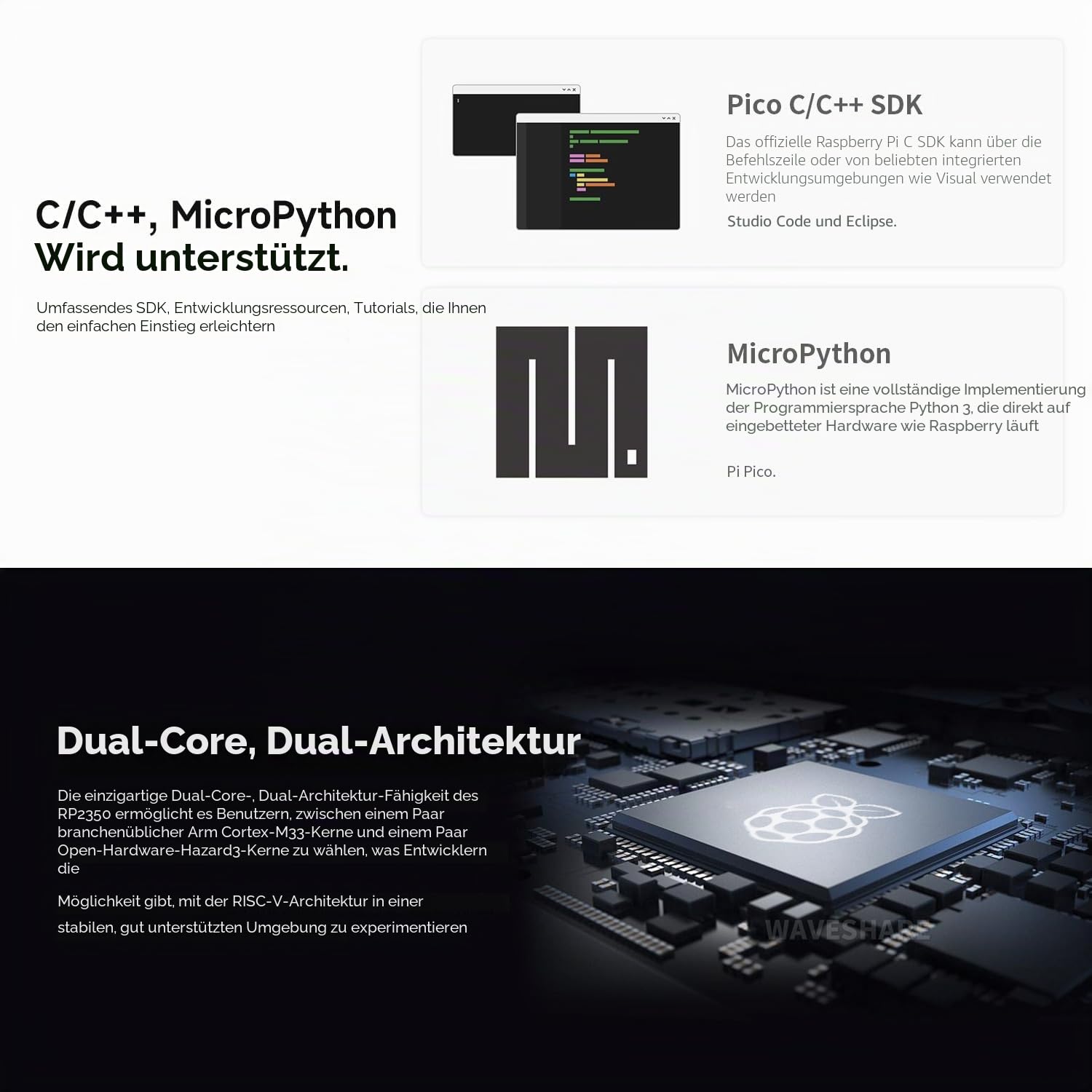 waveshare-pi-pico-2-m-mikrocontroller-board-rp2350-4mb-flash-mit-header image 6