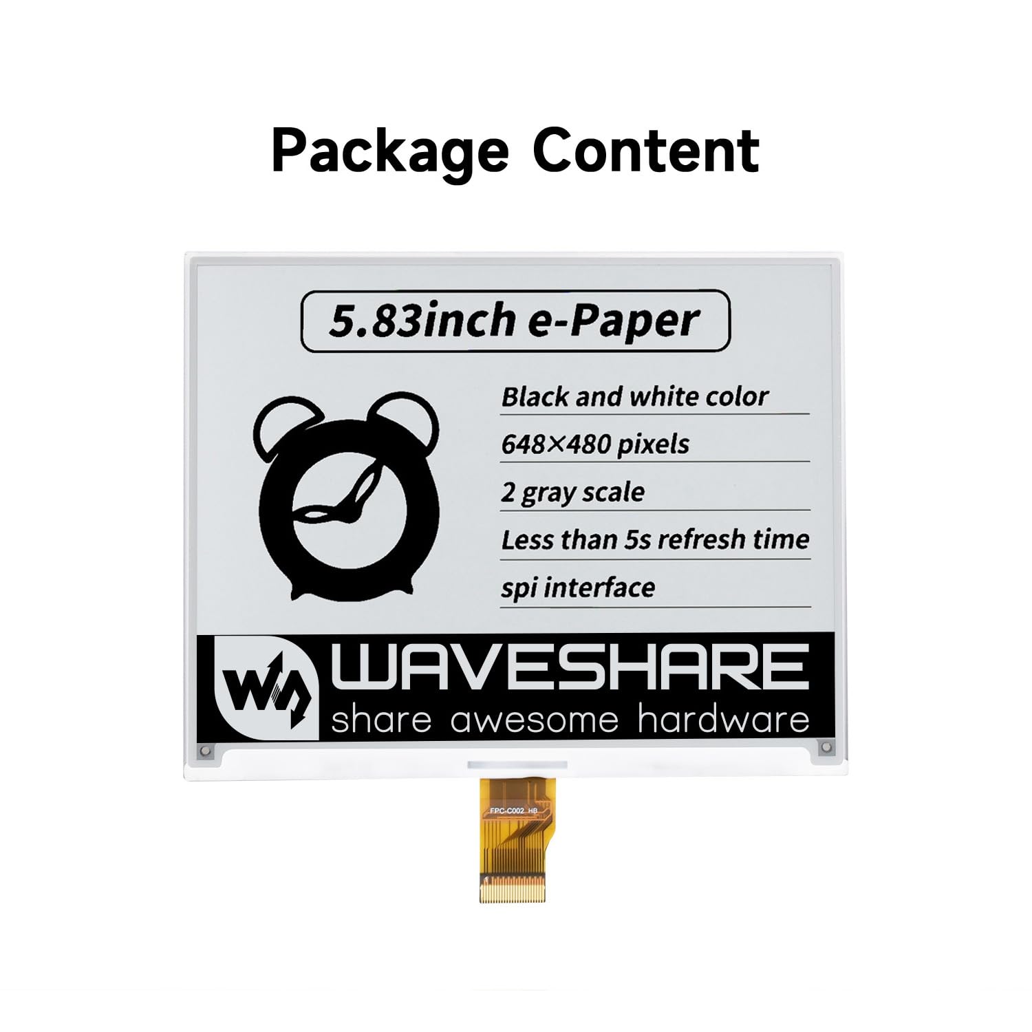 waveshare-5-83-zoll-e-ink-raw-display-648x480-schwarz-weiss-spi-ohne-pcb image 2
