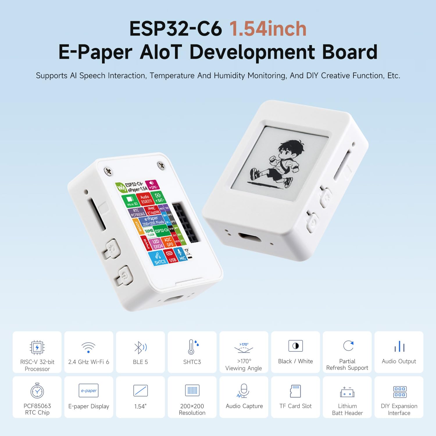 waveshare-esp32-c6-1-54-e-paper-aiot-entwicklungsboard-200-200-pixel-wi-fi-6-ble image 3