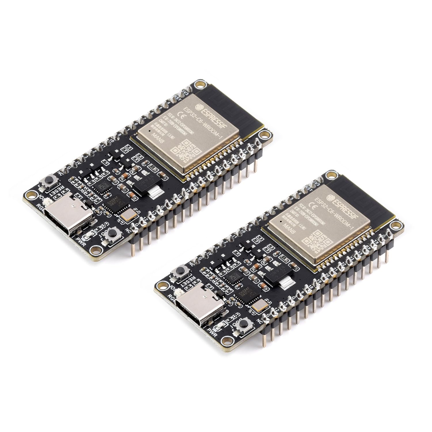 waveshare-esp32-c6-mikrocontroller-entwicklungsboard-wifi-6-2-st-ck-mit-pinheade image 1