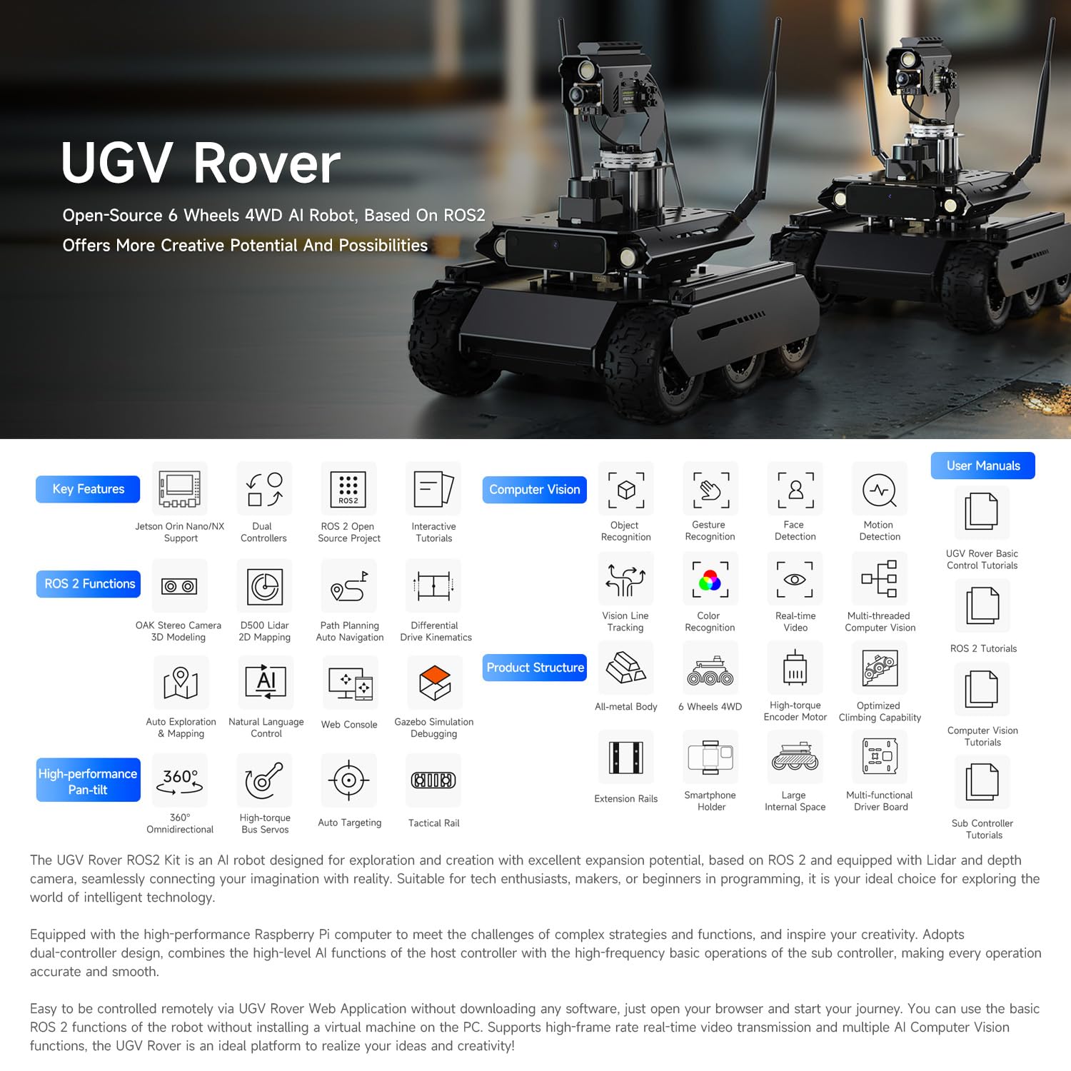 waveshare-ugv-rover-ros-2-6-rad-4wd-ai-roboter-auto-esp32-jetson-orin-kompatibel image 3