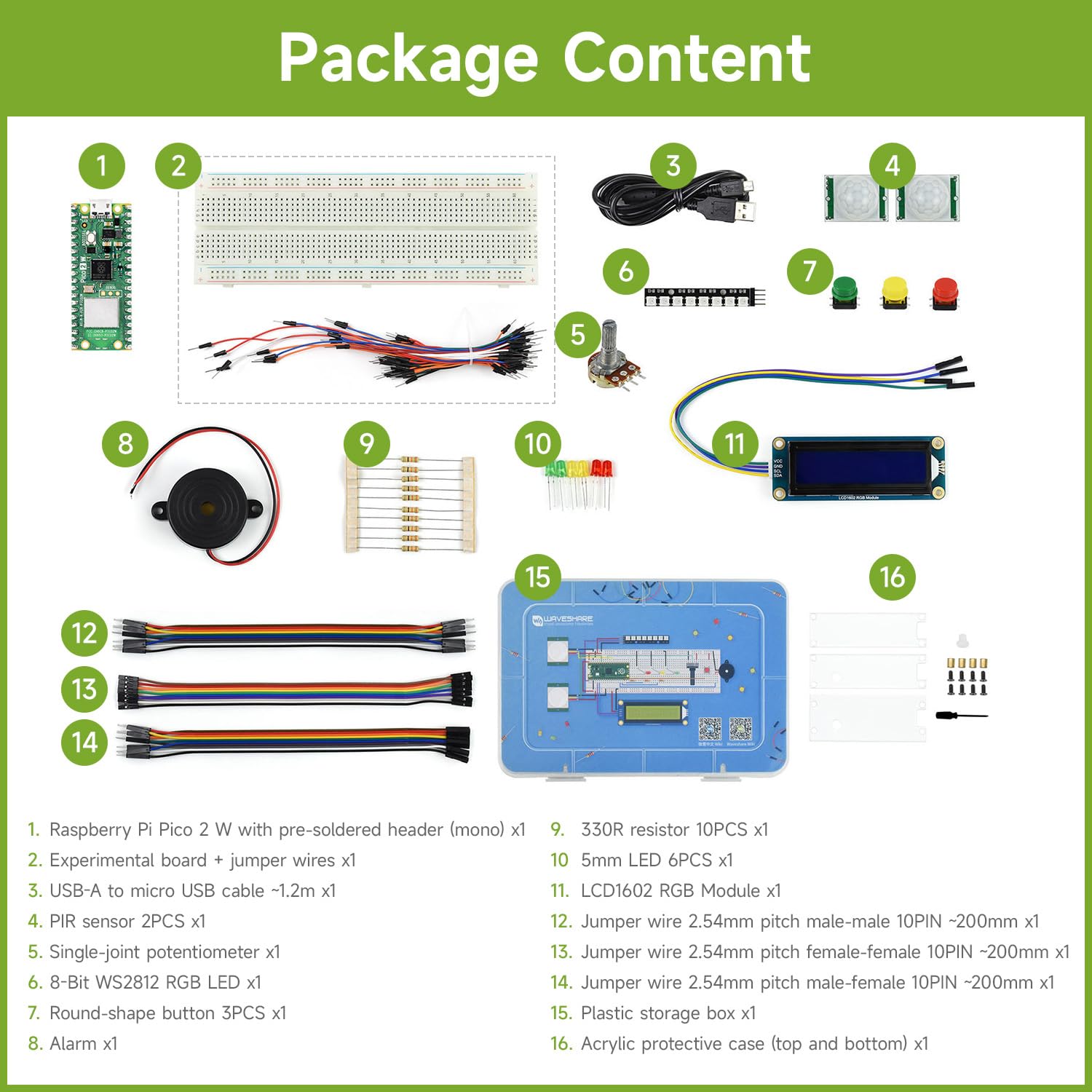 waveshare-pi-pico-2-w-basic-kit-rp2350-mikrocontroller-board-mit-wlan-bluetooth- image 2
