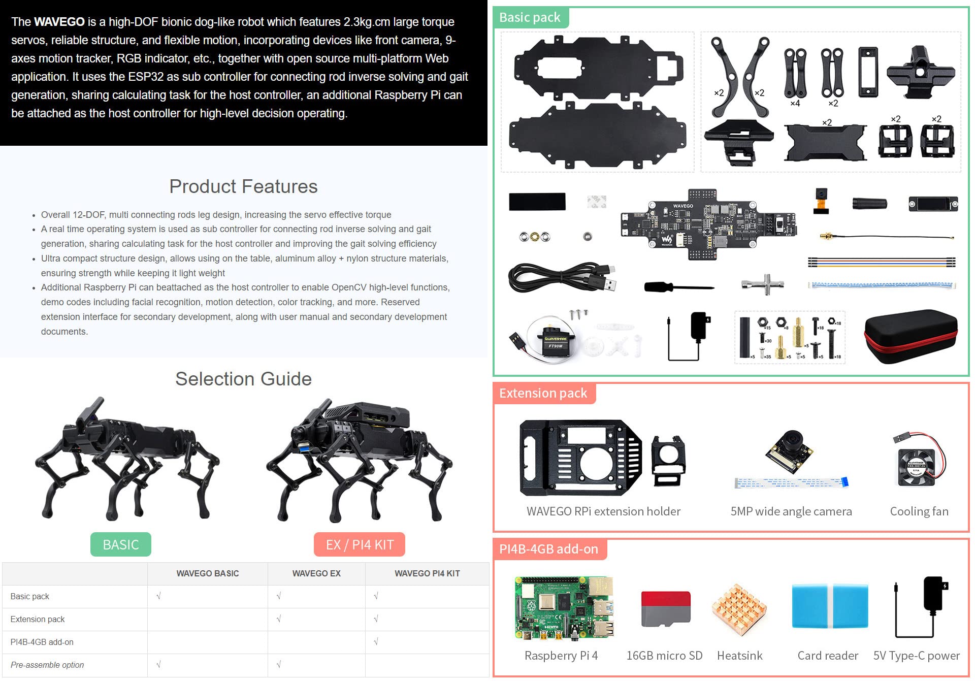 waveshare-wavego-12-dof-bionischer-roboterhund-basic-kit-19-teile-f-r-esp32-und- image 3