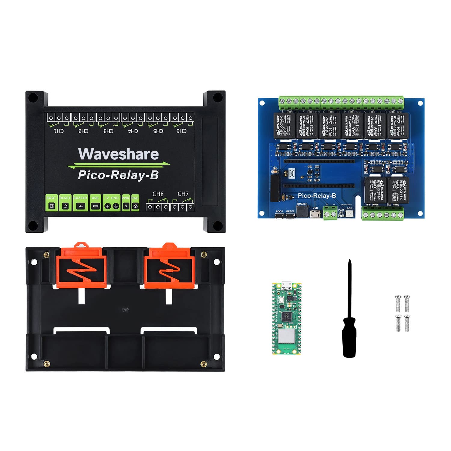 waveshare-pi-pico-w-relay-kit-8-kanal-relaismodul-mit-pico-w-wlan image 1