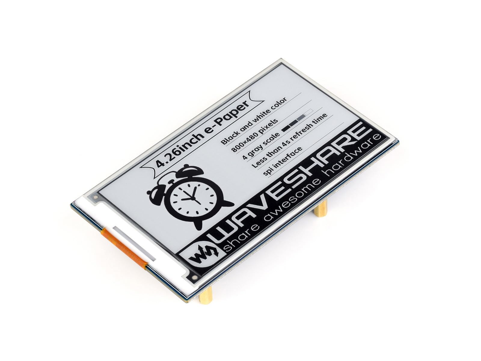 waveshare-4-26-zoll-e-paper-display-hat-mit-pcb-800x480-schwarz-wei-f-r-raspberr image 1