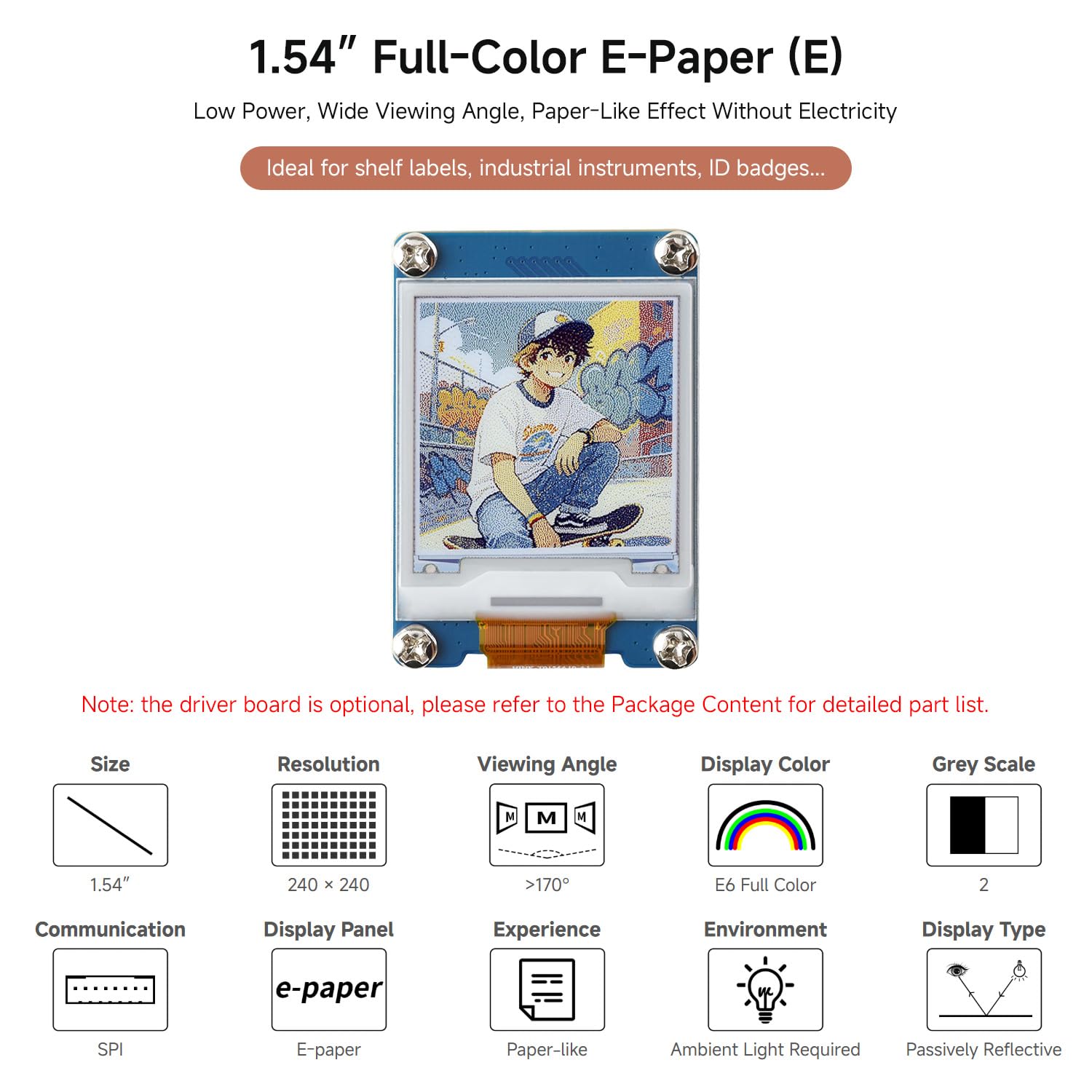 waveshare-1-54-zoll-e-paper-display-e-ink-spectra-6-e6-mit-treiberboard image 3